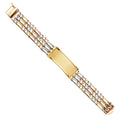 14K Yellow White Rose Gold 3 Rows Nugget Figaro Link Frame-ID Brace