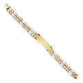 14K Yellow White Rose Gold 2 Rows Nugget Figaro Lit Link Frame-ID Brace