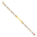 14K Yellow White Rose Gold Nugget Figaro Lit Link ID Brace