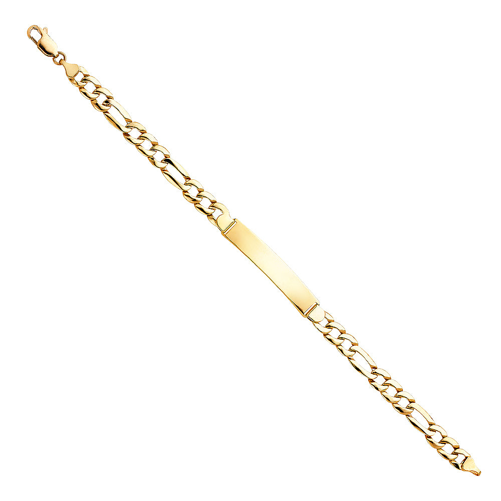 14K Yellow Gold Stamp Figaro Link ID Brace