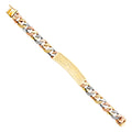 14K Yellow White Rose Gold Nugget Cuban Frame-ID Brace