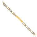 14K Yellow White Rose Gold Nugget Figaro Frame-ID Brace