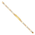 14K Yellow White Rose Gold Diamond Cut Figaro Frame-ID Bracelet