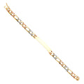 14K Yellow White Rose Gold Nugget Figaro ID Brace