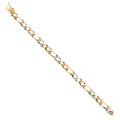 14K Yellow White Rose Gold Nugget Figaro Link Brace