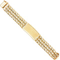 14K Yellow Gold 3 Rows NuggetCuban Link Frame-ID Brace