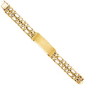 14K Yellow Gold 2 Rows Nugget Figaro Link Frame-ID Brace