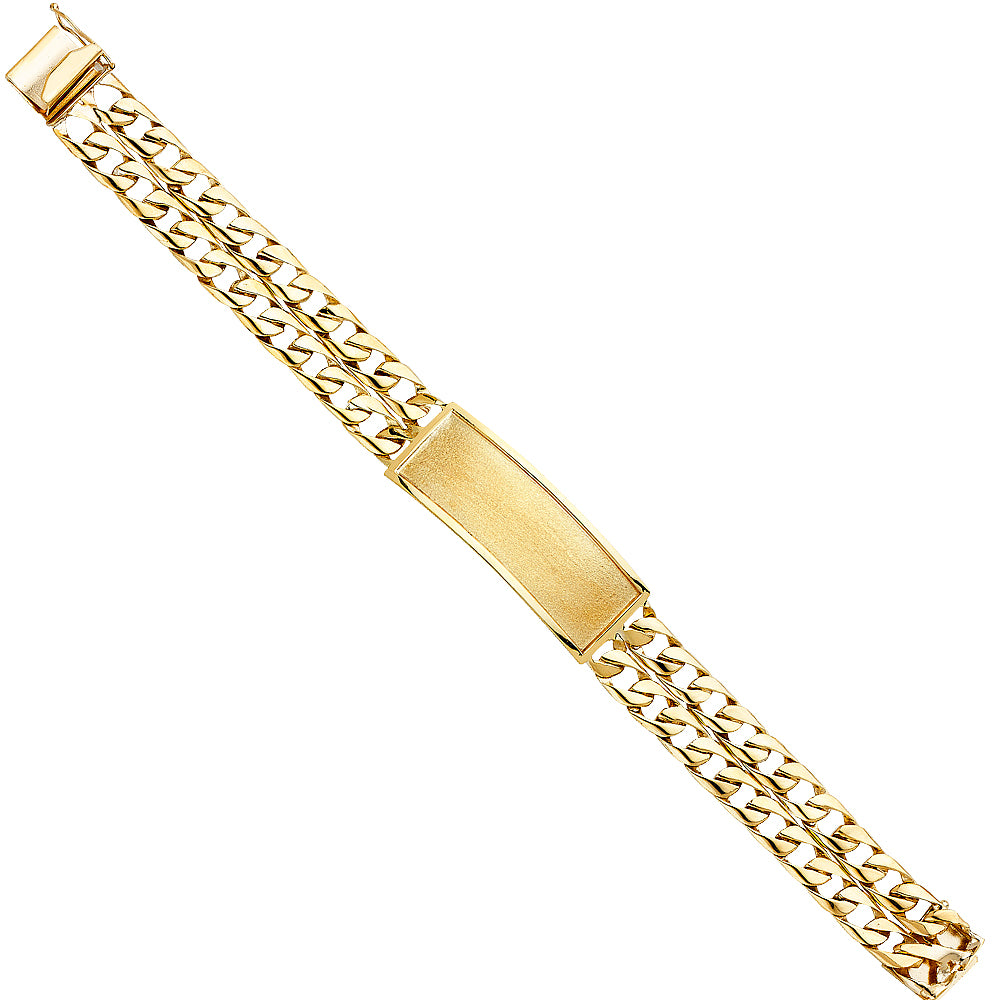 14K Yellow Gold 2 Rows Cuban Link Frame-ID Brace