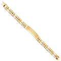 14K Yellow Gold 2 Rows Lit Nugget Figaro Link Frame-ID Brace