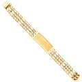 14K Yellow Gold 3 Rows Lit Figaro Link Frame-ID Brace