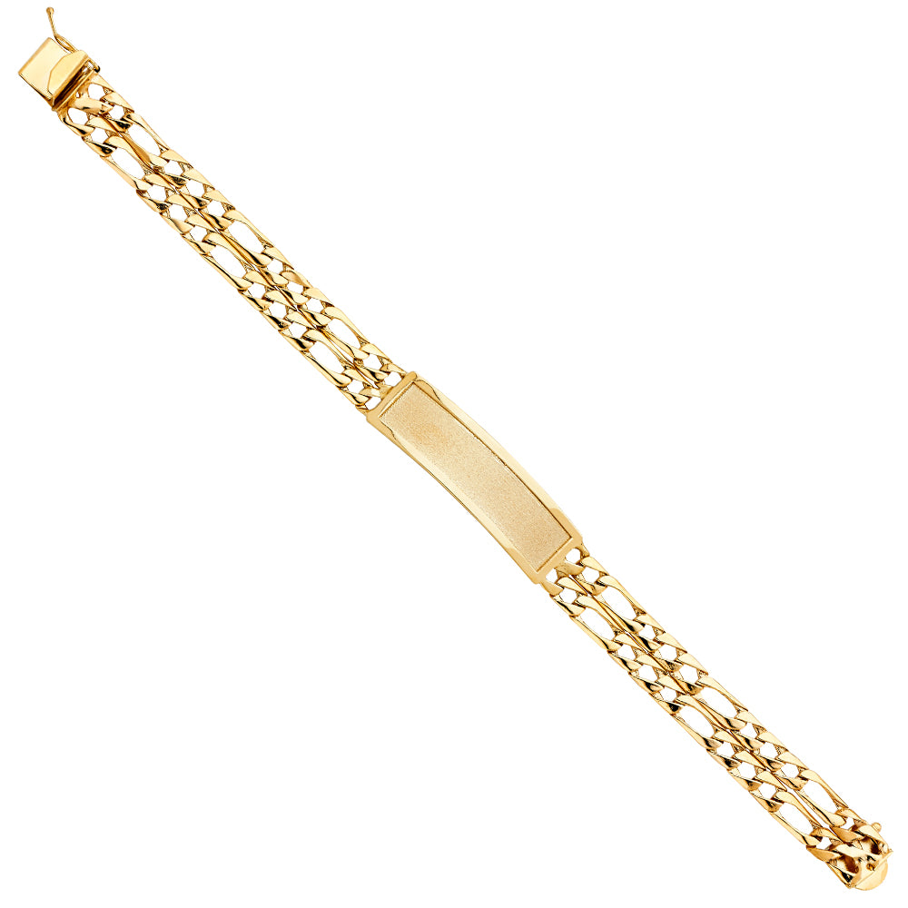 14K Yellow Gold 2 Rows Lit Figaro Link Frame-ID Brace