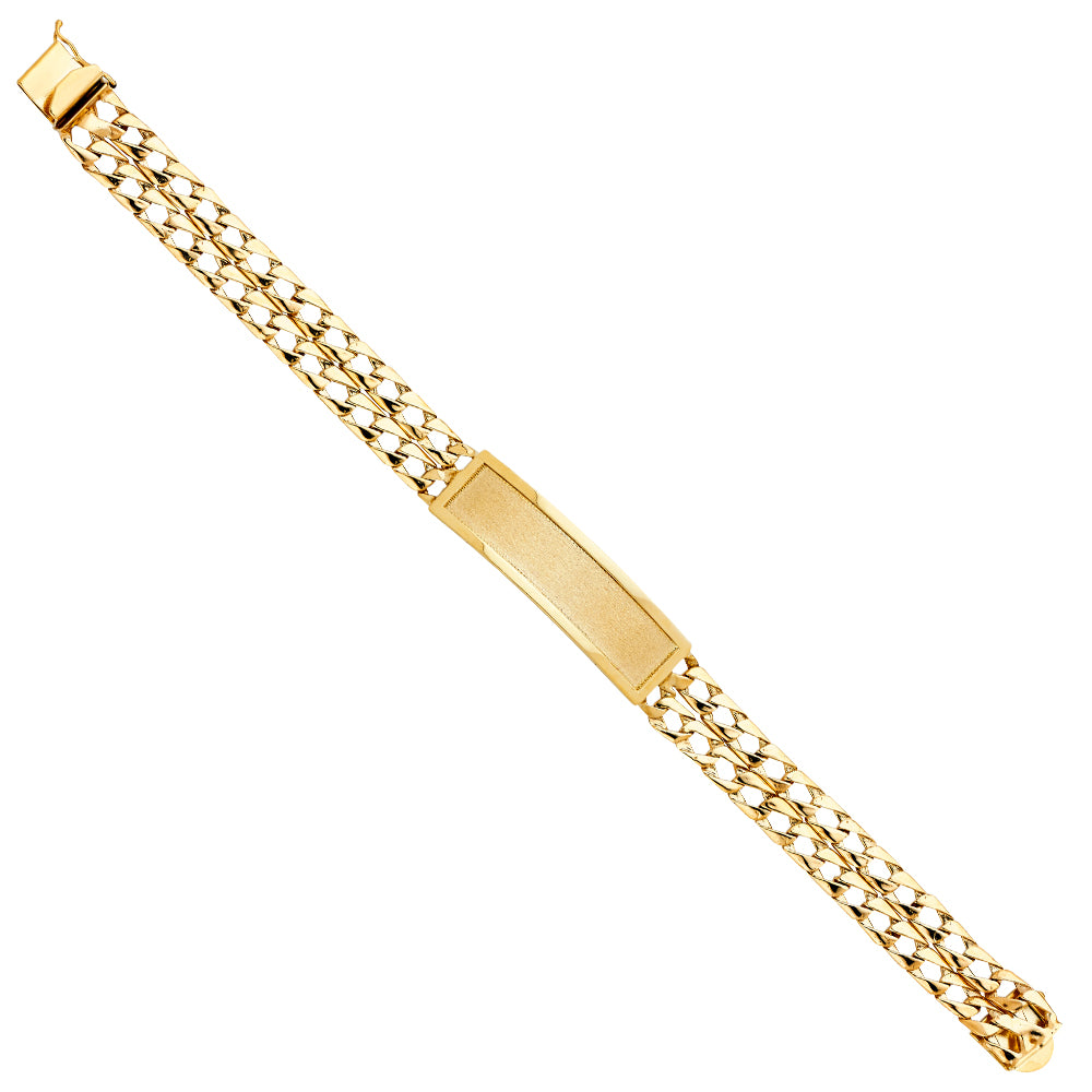 14K Yellow Gold 2 Rows Lit Cuban Link Frame-ID Brace