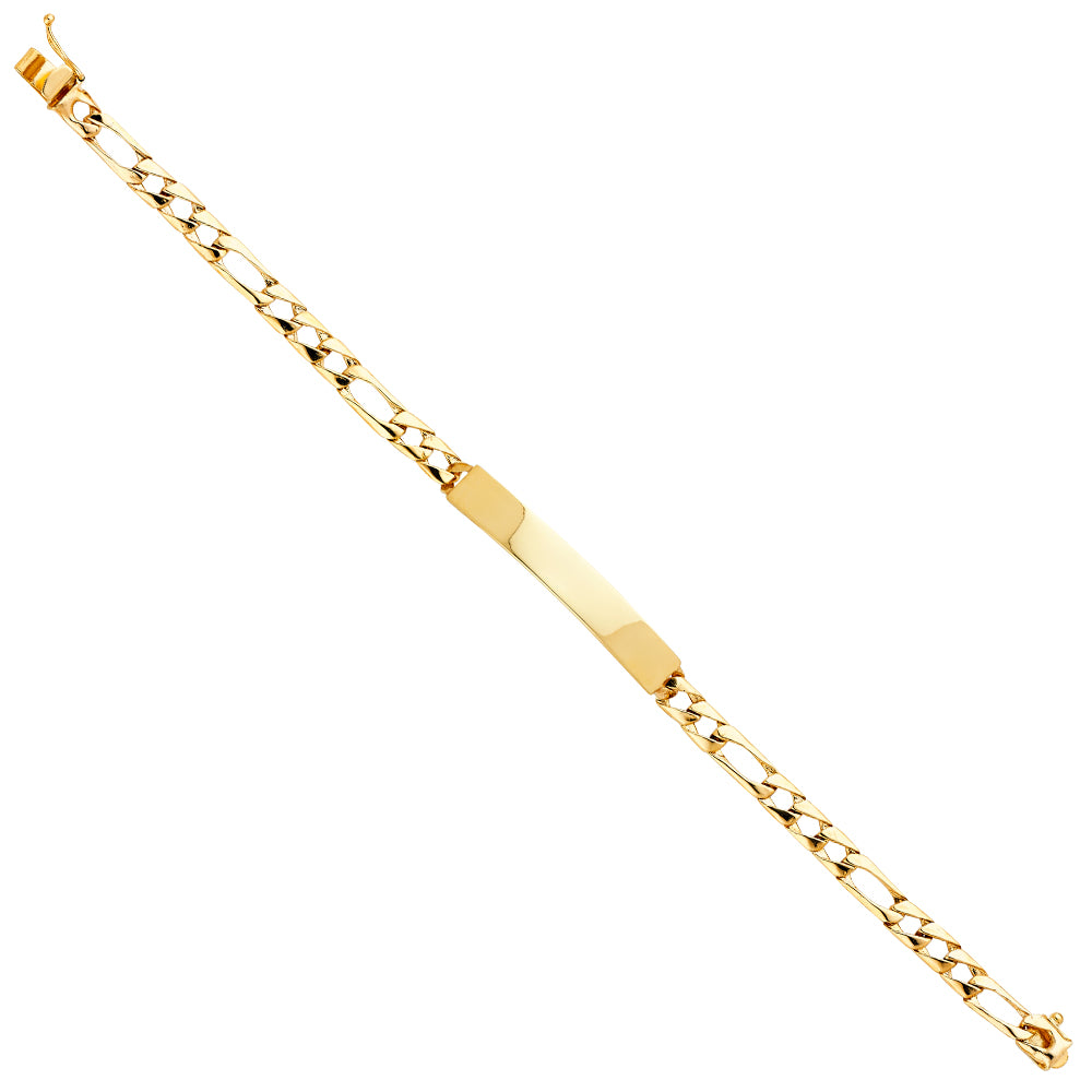 14K Yellow Gold Lit Figaro Link ID Brace