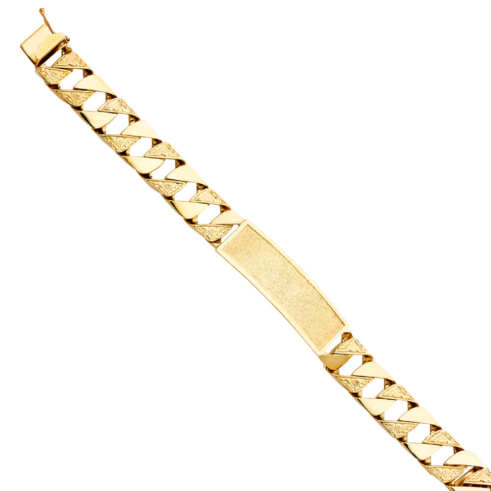 14K Yellow Gold Nugget Cuban Link Frame-ID Brace