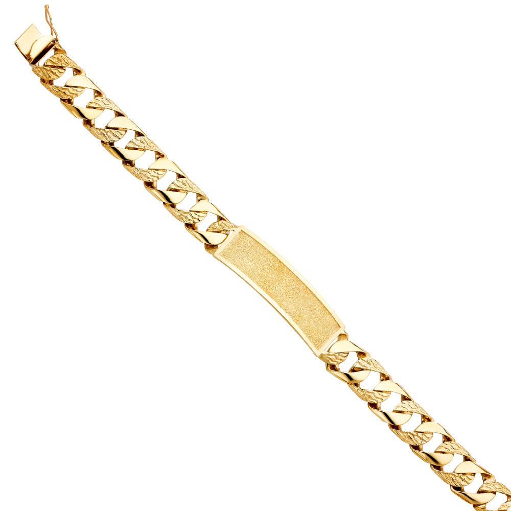 14K Yellow Gold Nugget Cuban Link Frame-ID Brace