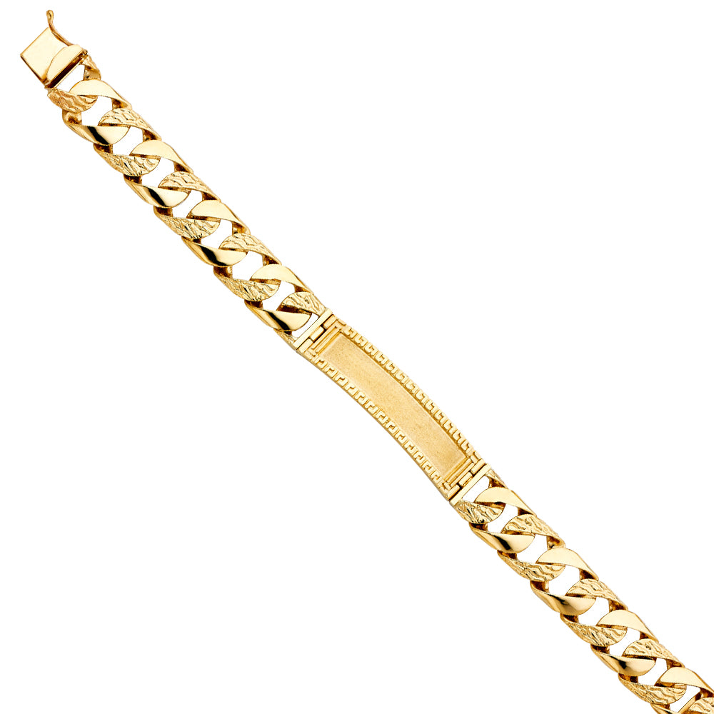 14K Yellow Gold Nugget Cuban Link F-Grk ID Br