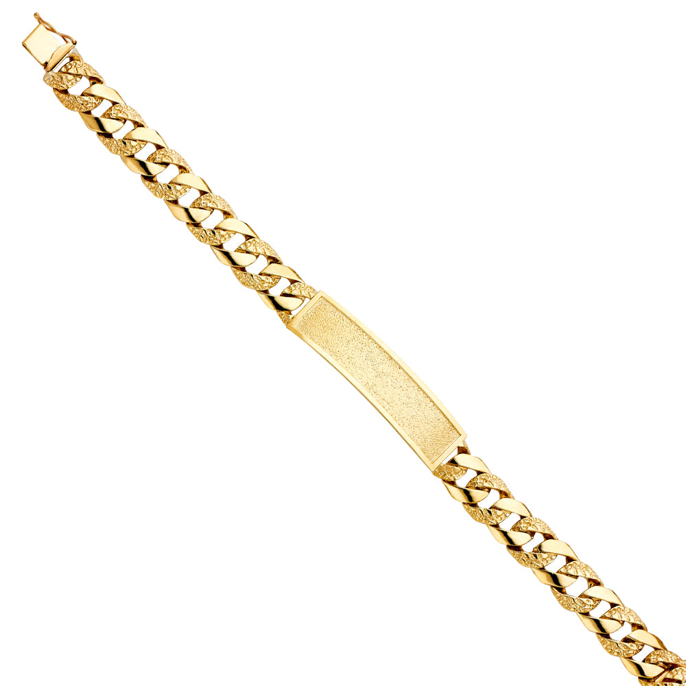 14K Yellow Gold Nugget Cuban Link Frame-ID Brace
