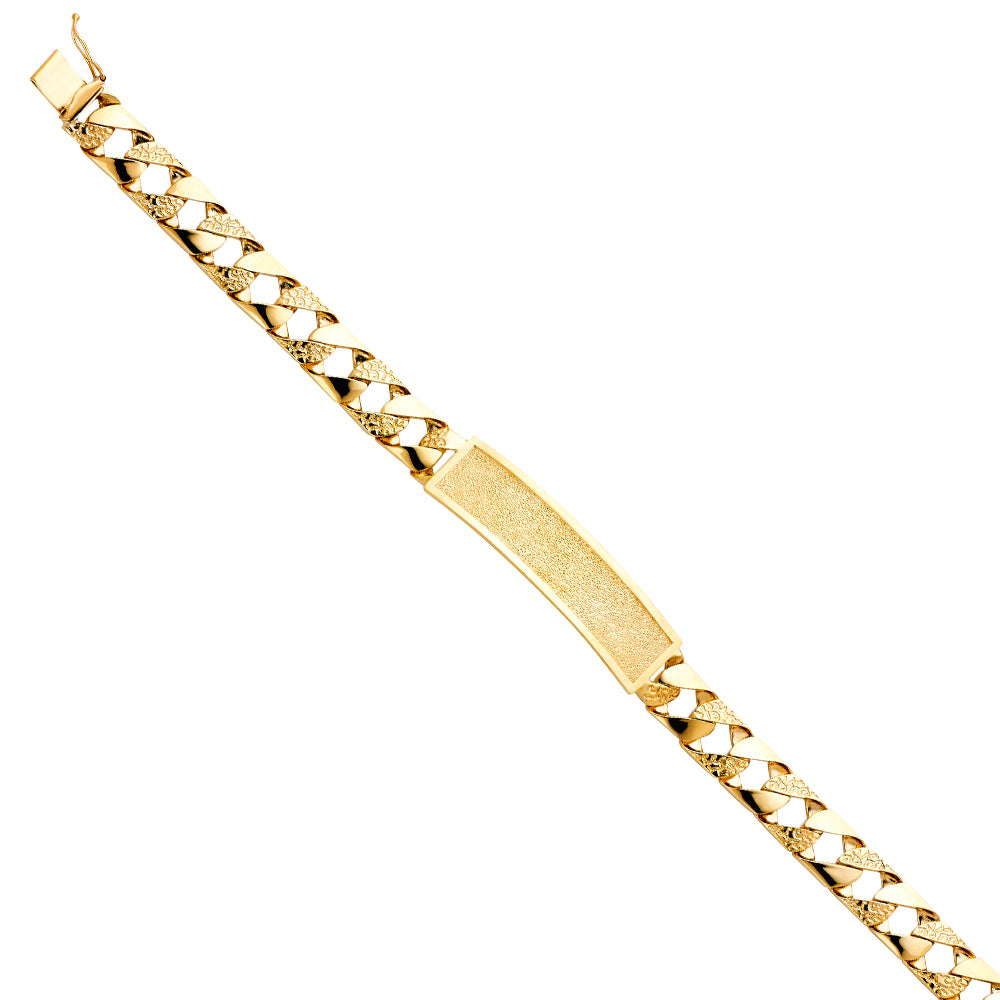 14K Yellow Gold Nugget Cuban Link Frame-ID Brace