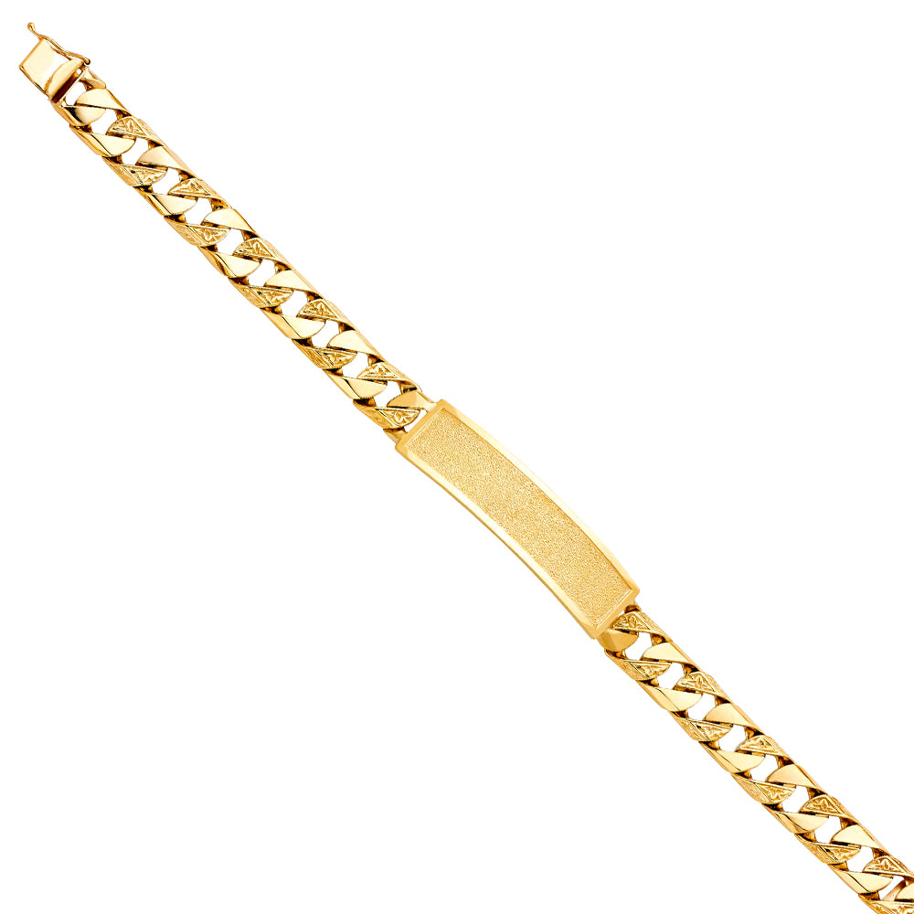 14K Yellow Gold Nugget Cuban Link Frame-ID Brace