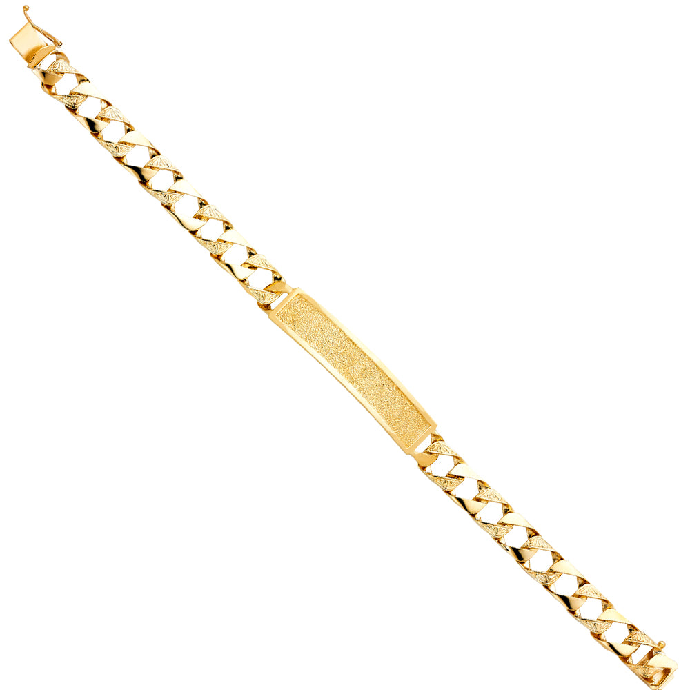 14K Yellow Gold Nugget Cuban Link Frame-ID Brace