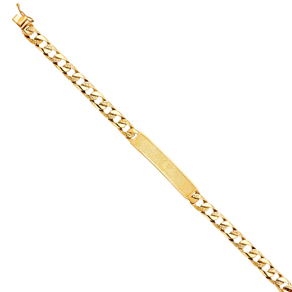 14K Yellow Gold Nugget Cuban Link Frame-ID Brace