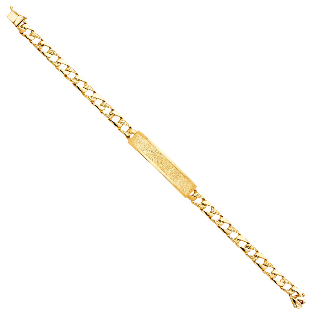 14K Yellow Gold Nugget Cuban Link Frame-ID Brace