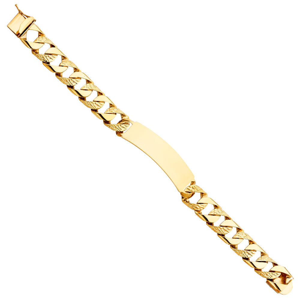 14K Yellow Gold Nugget Cuban Link ID Brace