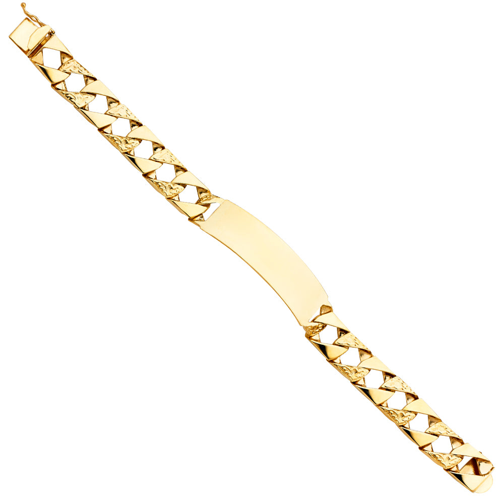 14K Yellow Gold Nugget Cuban Link ID Brace