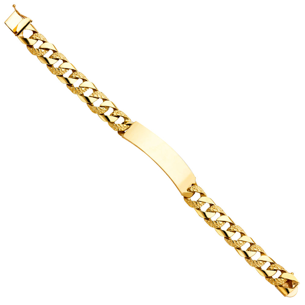 14K Yellow Gold Nugget Cuban Link ID Brace