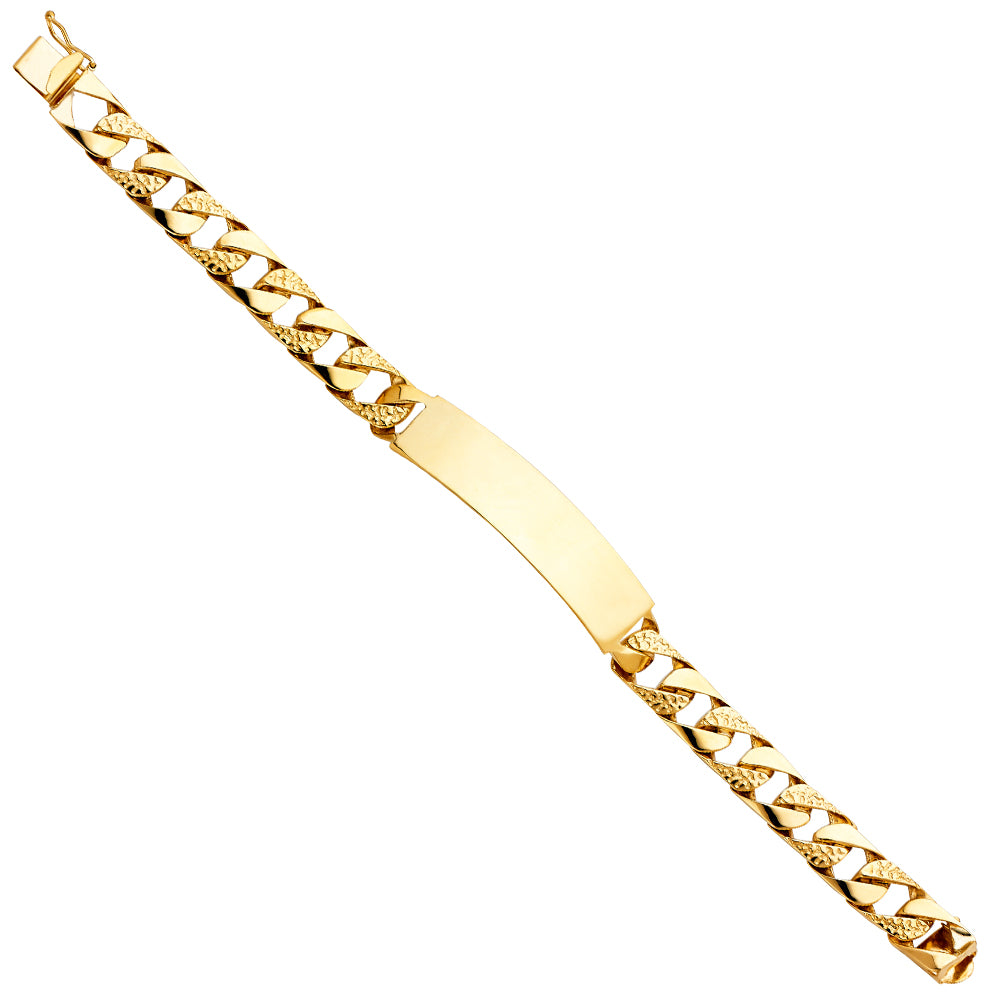 14K Yellow Gold Nugget Cuban Link ID Brace