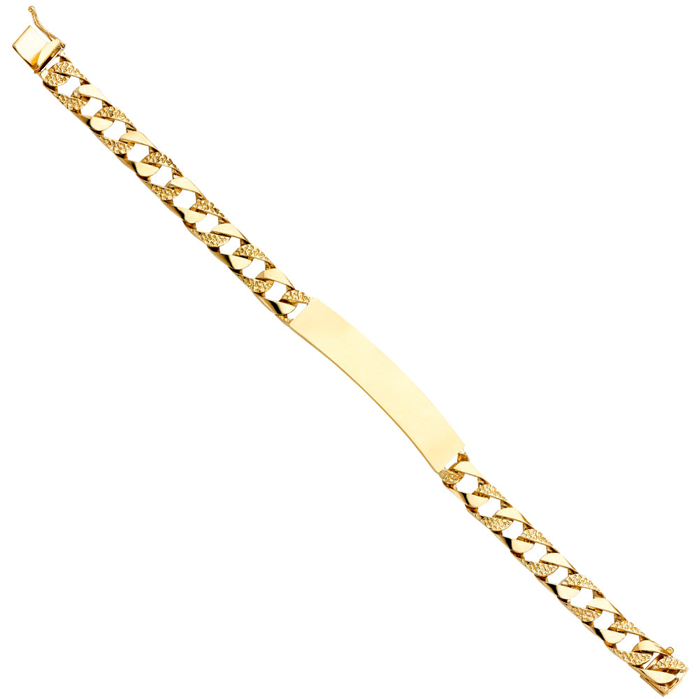 14K Yellow Gold Nugget Cuban Link ID Brace
