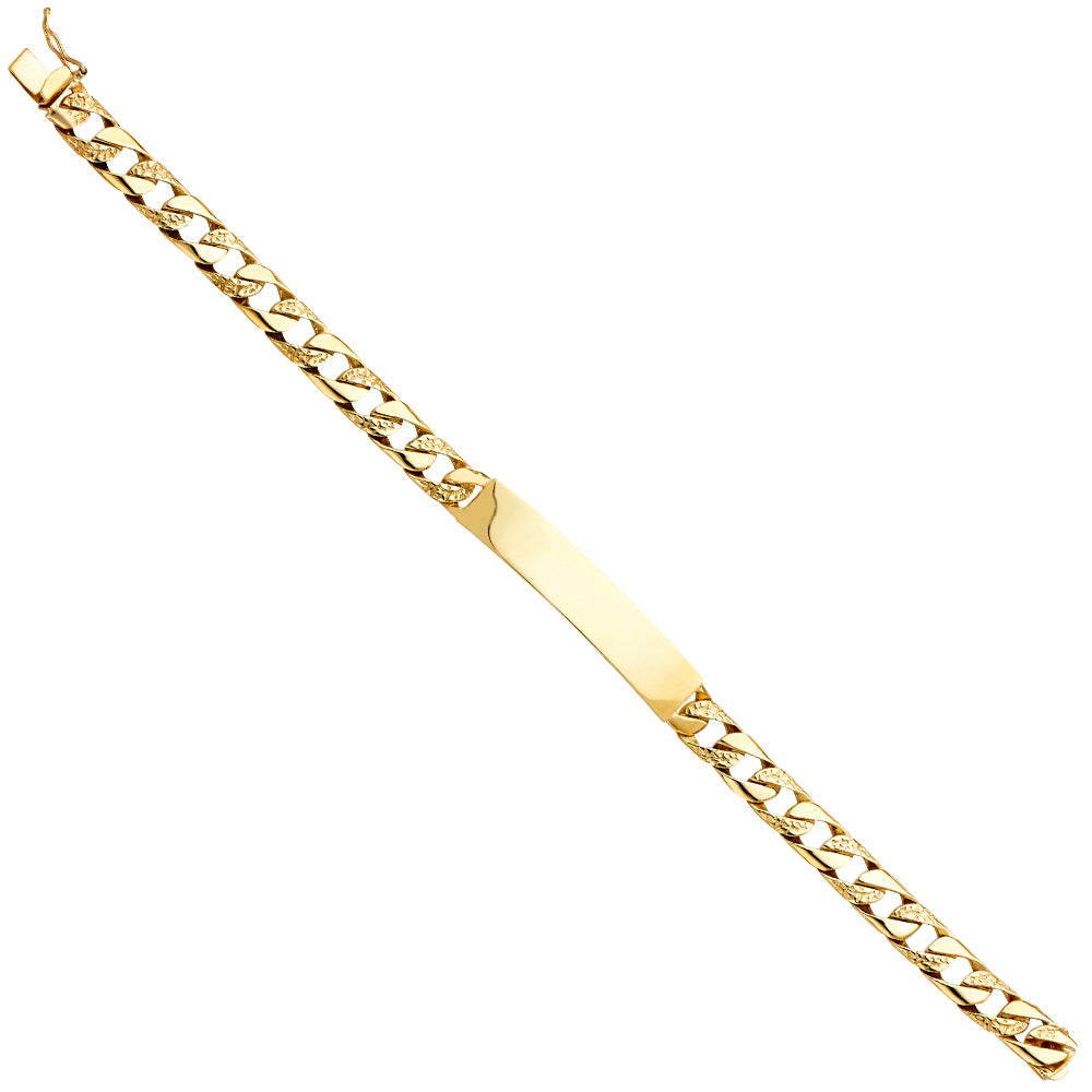 14K Yellow Gold Nugget Cuban Link ID Brace