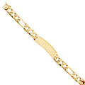 14K Yellow Gold Nugget Figaro Link Frame-ID Brace