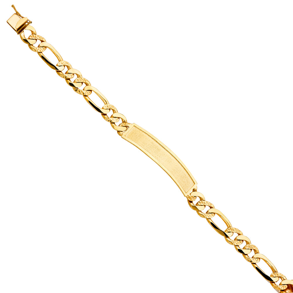 14K Yellow Gold Nugget Figaro Link Frame-ID Brace