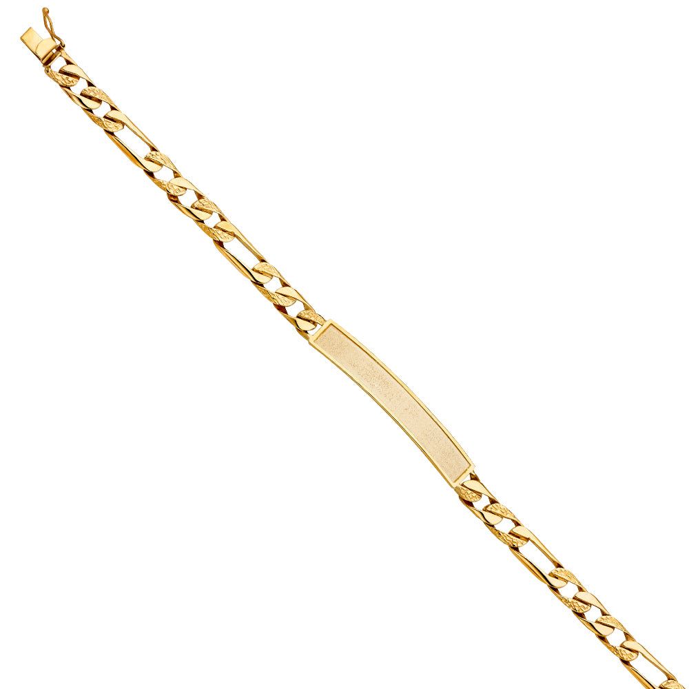 14K Yellow Gold Nugget Figaro Link Frame-ID Brace