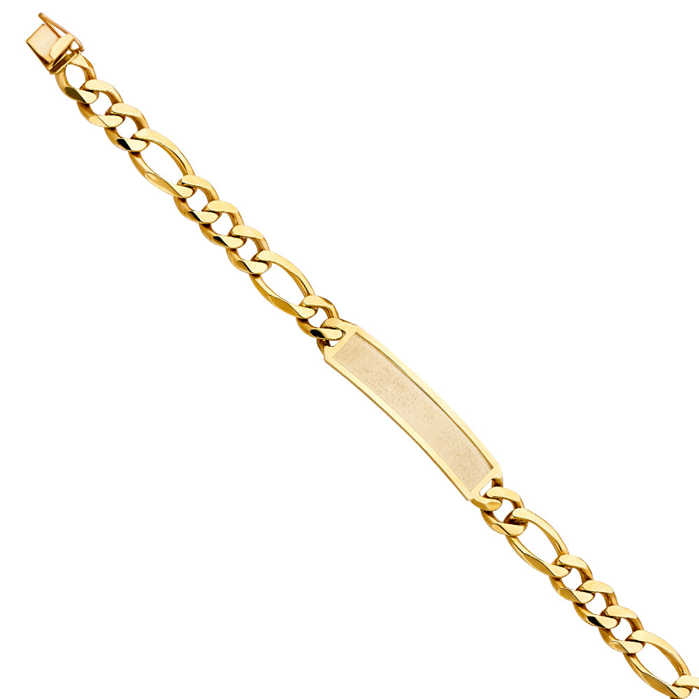14K Yellow Gold Figaro Link Frame-ID Bracelet