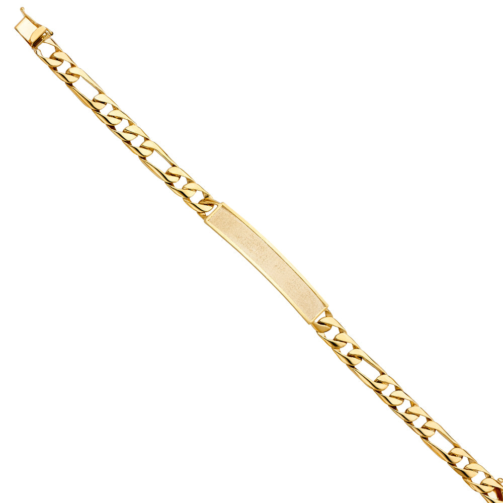 14K Yellow Gold Figaro Link Frame-ID Bracelet