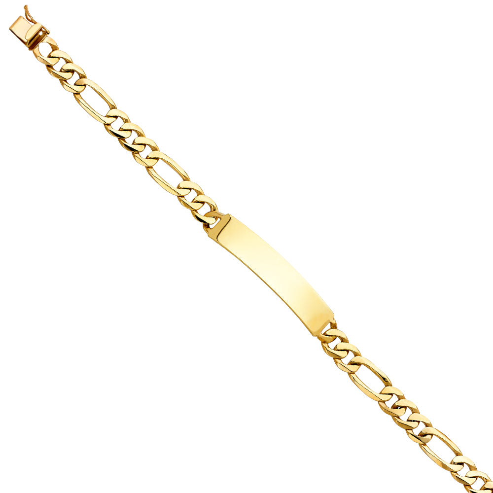 14K Yellow Gold Figaro Link ID Bracelet
