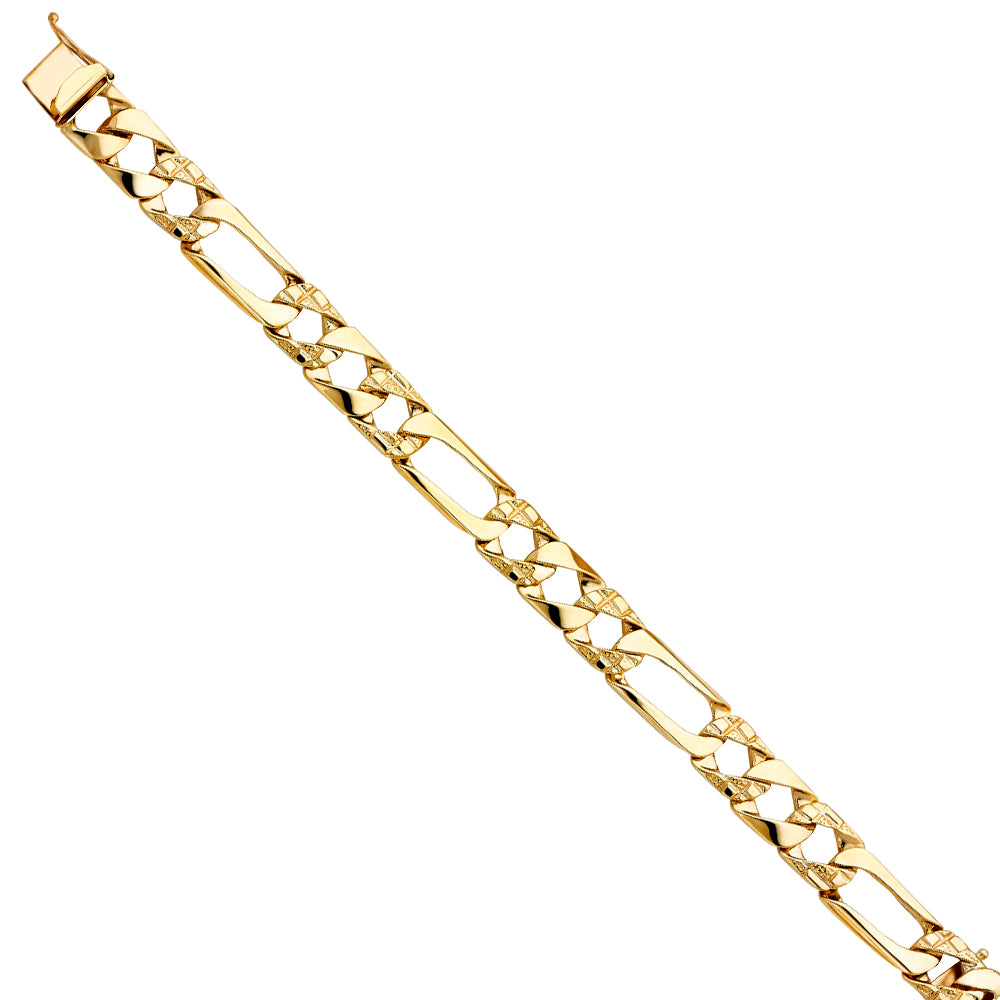 14K Yellow Gold Nugget Figaro Link Bracelet