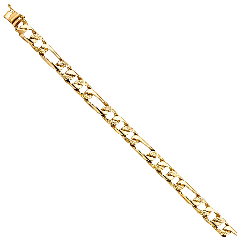 14K Yellow Gold Nugget Figaro Link Bracelet