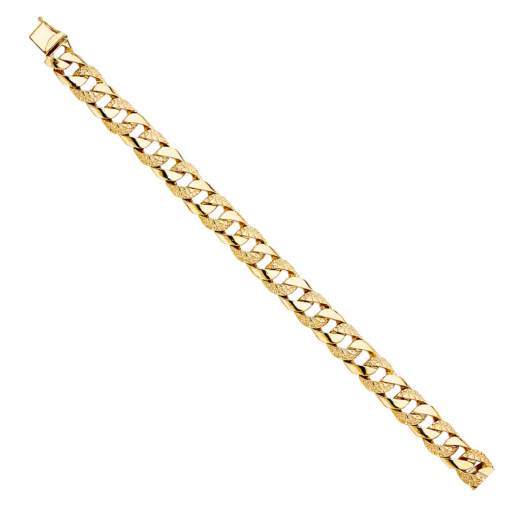 14K Yellow Gold Nugget Cuban Link Bracelet