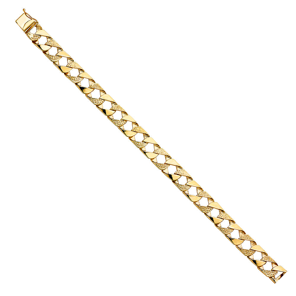 14K Yellow Gold Nugget Cuban Link Bracelet