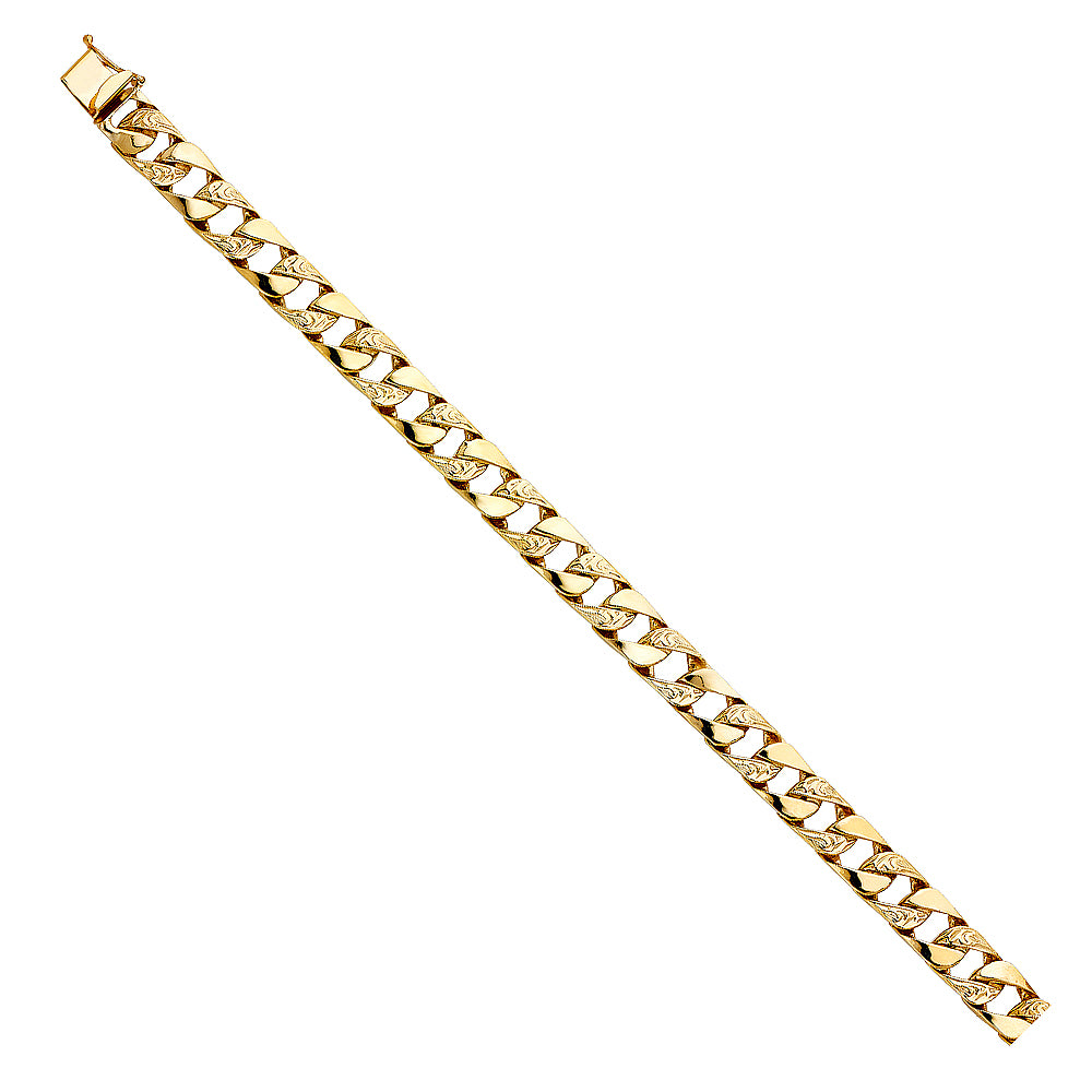 14K Yellow Gold Nugget Cuban Link Bracelet