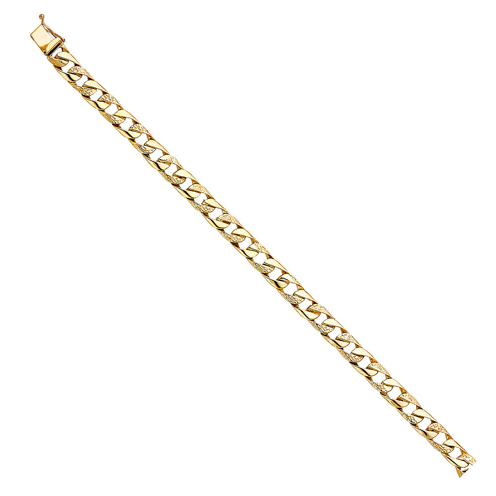 14K Yellow Gold Nugget Cuban Link Bracelet