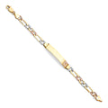 14K Yellow White Rose Gold Diamond Cut Figaro Link 15 Years ID Brace