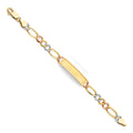 14K Yellow White Rose Gold Figaro Chain F-Baby ID Br