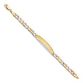 14K Yellow White Rose Gold Lit Nugget Figaro Link F-Baby ID Br