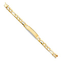 14K Yellow Gold Stamp Nugget Figaro Link Frame-ID Brace
