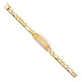 14K Yellow Gold Stamp Figaro Link Frame-ID Brace