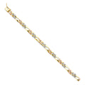 14K Yellow White Rose Gold Stamp Nugget Figaro Link Bracelet